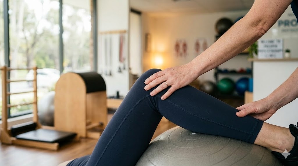 Therapist assisting a patient during physiotherapy session